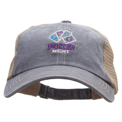 Poker Night Embroidered Pigment Dyed Mesh Cap