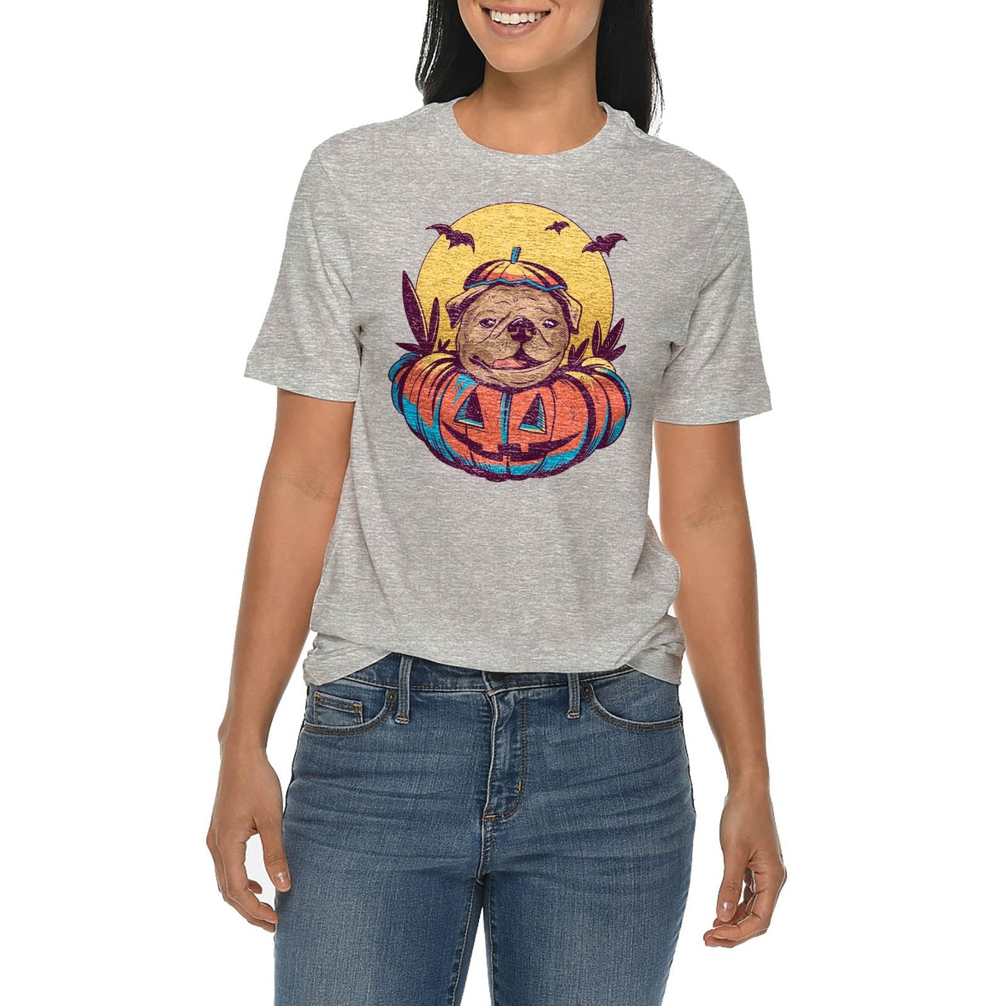 Pumpkin Dog Graphic Design Deluxe Jersey T-Shirt