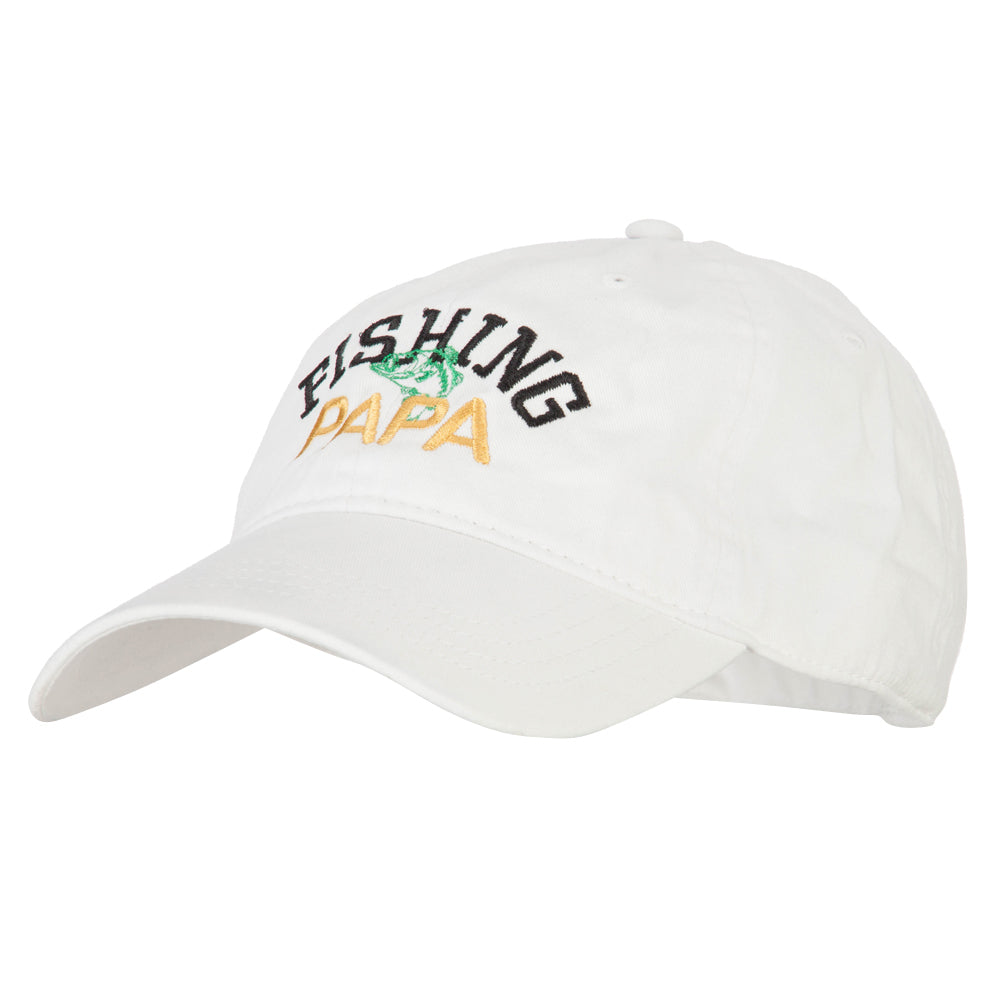 Fishing Papa Embroidered Washed Cotton Twill Cap