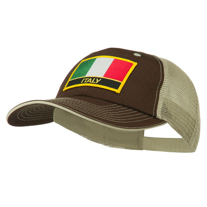 Italy Flag Embroidered Patched Big Size Washed Mesh Cap