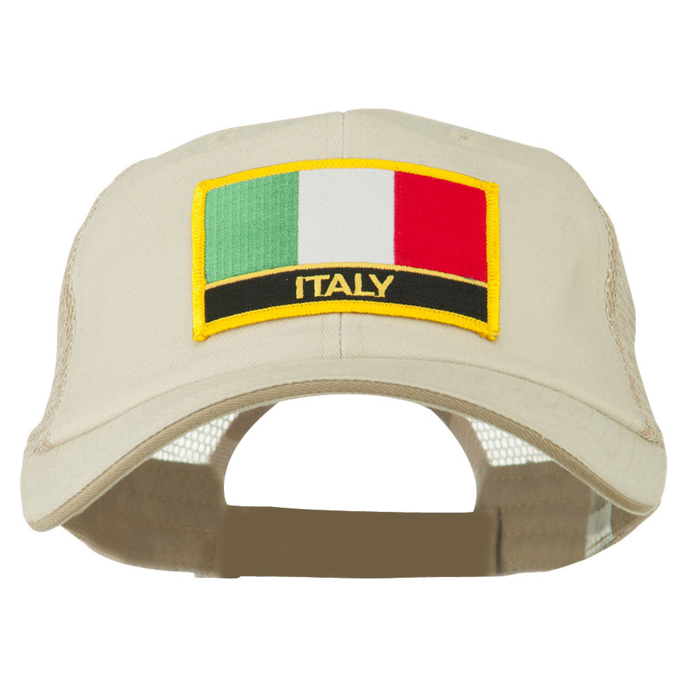 Italy Flag Embroidered Patched Big Size Washed Mesh Cap