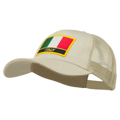 Italy Flag Embroidered Patched Big Size Washed Mesh Cap