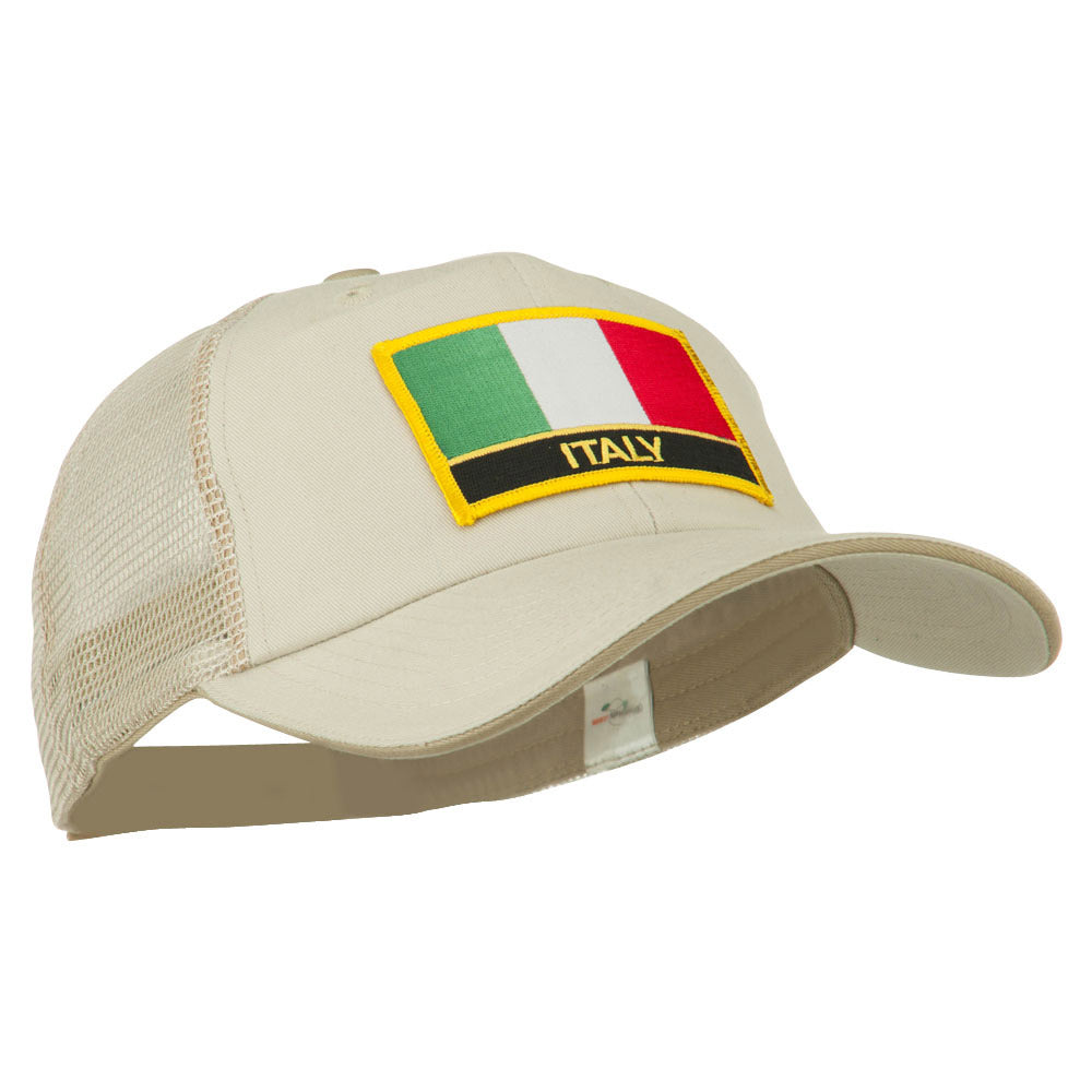 Italy Flag Embroidered Patched Big Size Washed Mesh Cap