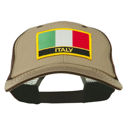 Italy Flag Embroidered Patched Big Size Washed Mesh Cap