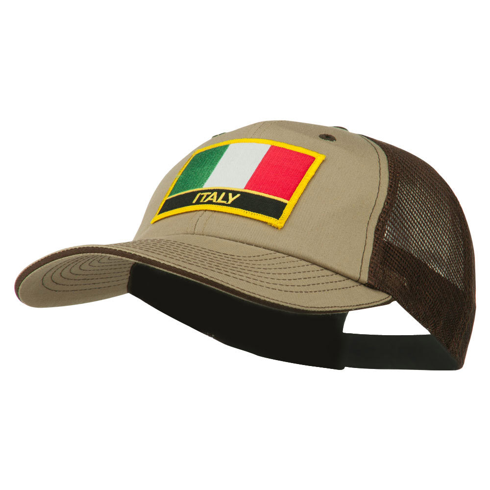 Italy Flag Embroidered Patched Big Size Washed Mesh Cap