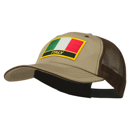 Italy Flag Embroidered Patched Big Size Washed Mesh Cap