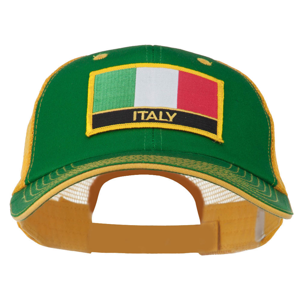 Italy Flag Embroidered Patched Big Size Washed Mesh Cap