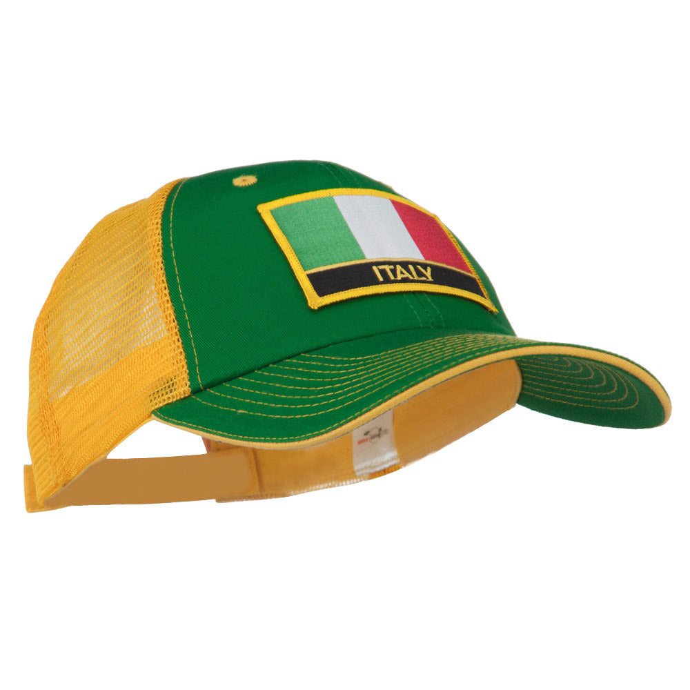 Italy Flag Embroidered Patched Big Size Washed Mesh Cap
