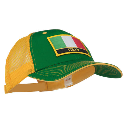 Italy Flag Embroidered Patched Big Size Washed Mesh Cap