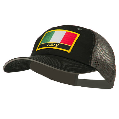Italy Flag Embroidered Patched Big Size Washed Mesh Cap